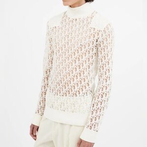 Dior White/Cream Sheer Turtleneck Sweater sz Large